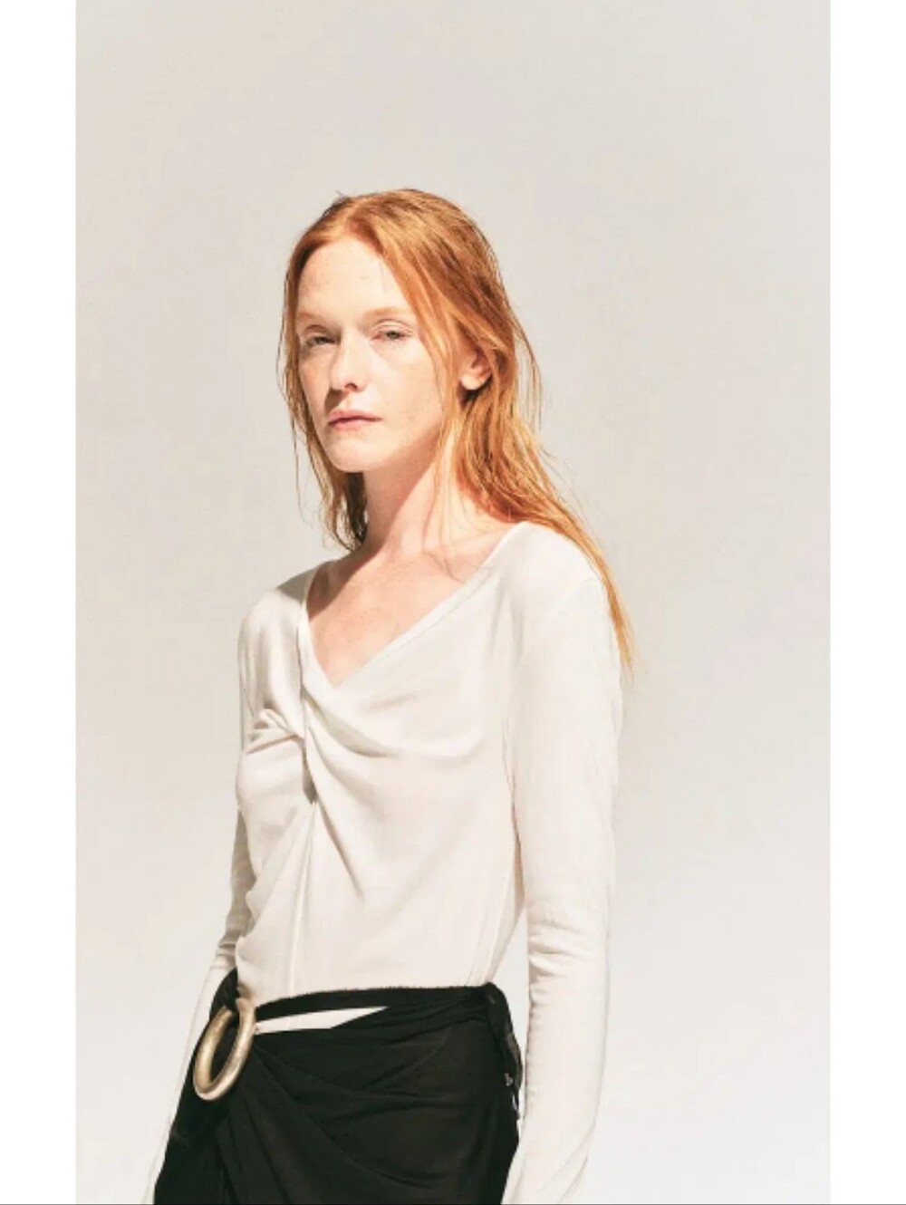 Salvatore Ferragamo Drape Front Modal Top Gold Logo XL Resortwear Quiet Luxury